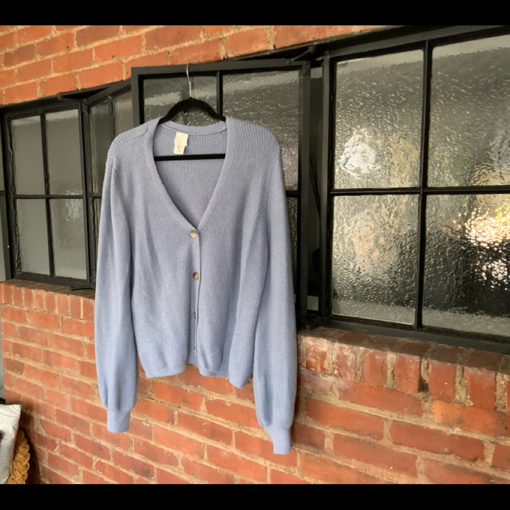 Joie Light Blue V-Neck Button Front Cardigan Sweater